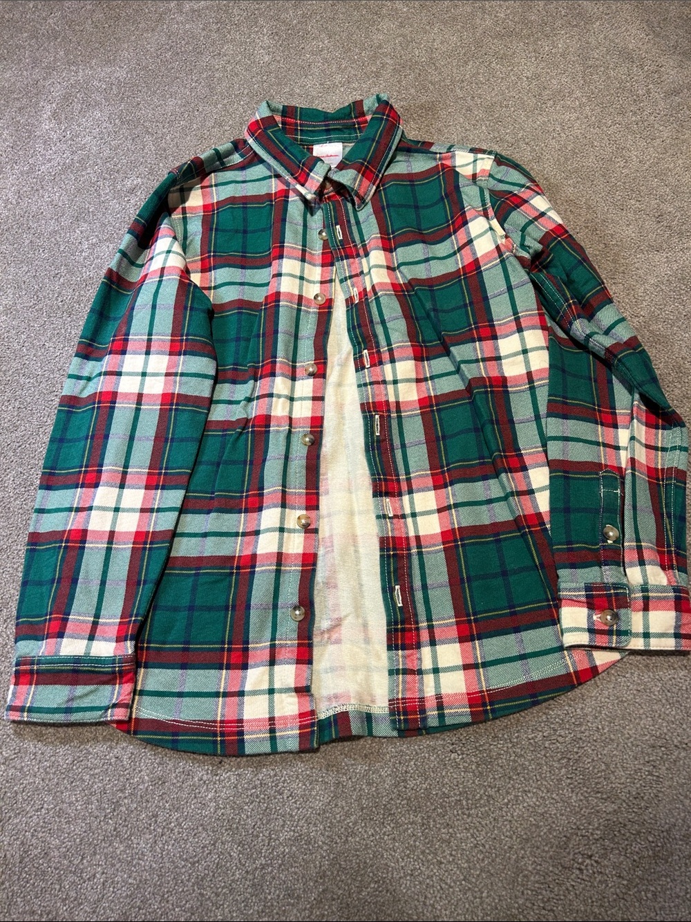 Hanna Andersson Green Red White Plaid Button-Down Shirt